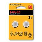 Kodak Max Lithium Knappcellsbatteri (CR2032) 2-pack