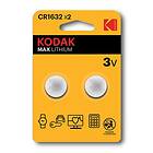 Kodak Max Lithium Knappcellsbatteri 3V (CR1632) 2-pack