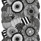 Marimekko Siirtolapuutarha Tyg Vit-Svart 145cm