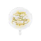 PartyDeco Foil Balloons Happy Birthday To You White/Gold