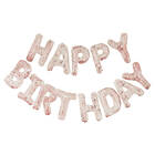 Ginger Ray Happy Birthday Balloons Banner Rose Gold