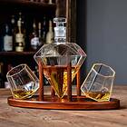 Mikamax Deluxe Diamond Decanter Set Carafe 85cl With 2 Whisky Glass