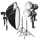 Godox ML60 LED Light dubbelkit med 2st Softboxar (85cm) och belysningsstativ (121-300cm)