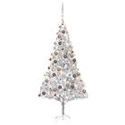 Be Basic Plastgran Med LED Och Julgranskulor Silver 240cm