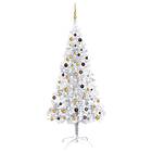 Be Basic Plastgran Med LED Och Julgranskulor Silver 210cm