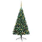 Be Basic Halv Plastgran Med LED Och Julgranskulor 120cm