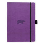 Dingbats* Wildlife A5+ Purple Hippo Notebook Dotted