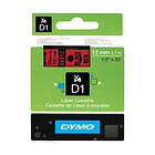 Dymo Märkband D1 STANDARDPOLYESTERETIKETTER 12MM SVART Svart/Röd PÅ RÖTT X 7M