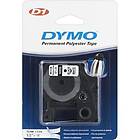 Dymo D1 polyester SVART 12mm X vitt på 5,5m