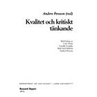 Kvalitet Och Kritiskt Tänkande