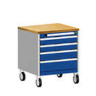 Bott CUBIO MOBILE DRAWER CABINET 650x650x790 W/ 4 DRAWERS LINO WORKTOP