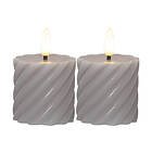 Star Trading AB FLAMME SWIRL LED-Blockljus 2-Pack 7,5cm Grå