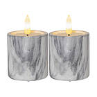 Star Trading AB FLAMME MARBLE LED-Blockljus 2-Pack 9cm Grå