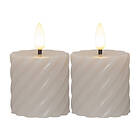 Star Trading AB FLAMME SWIRL LED-Blockljus 2-Pack 7,5cm Beige