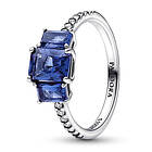 Pandora Timeless Non-stackable Blue Rectangular Three Stone Sparkling Ring (Dam)