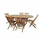 Cémonjardin Salon de jardin en teck grade C Lombok : table ovale 6 chaises Marron