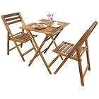 Cémonjardin Ensemble pliable table 2 chaises pour balcon en acacia Fidgi Marron