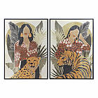 DKD Home Decor Maleri Dame Tiger Dyr Tropisk (104 x 4,5 x 144 cm) (2 enheder)