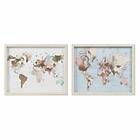 DKD Home Decor Maleri Verdenskort (53 x 3 x 43 cm) (2 enheder)