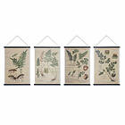 DKD Home Decor Lærred Botaniske planter (4 pcs) (60 x 2 x 90 cm)