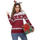 Irevial Round Neck Snowflake Sheer Christmas Sweater (Femme)