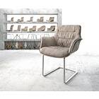 DELIFE Fauteuil Kaira-Flex taupe vintage cantilever rond acier inoxydable