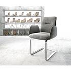 DELIFE Fauteuil Vinja-Flex gris velours cantilever plat acier inoxydable