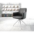 DELIFE Chaise-pivotante Greg-Flex noir cuir véritable cadre croisé conique acier inoxydable