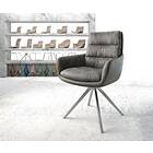 DELIFE Chaise-pivotante Abelia-Flex avec accoudoir gris vintage cadre croisé carré acier inoxydable