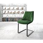 DELIFE Chaise-de-salle-à-manger Elda-Flex velours vert cantilever plat noir