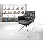 DELIFE Chaise-pivotante Kaira-Flex noir cuir véritable cadre croisé conique acier inoxydable