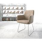 DELIFE Fauteuil Greg-Flex beige vintage cadre patin acier inoxydable