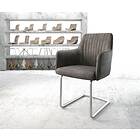 DELIFE Fauteuil Greg-Flex anthracite vintage cantilever rond acier inoxydable