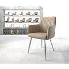 DELIFE Fauteuil Greg-Flex beige vintage 4-pieds conique acier inoxydable