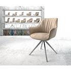 DELIFE Chaise-pivotante Keila-Flex avec accoudoir beige vintage cadre croisé carré acier inoxydable