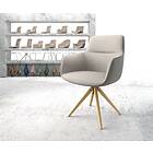 DELIFE Chaise-pivotante Pejo-Flex gris clair rayures cadre en bois angulaire