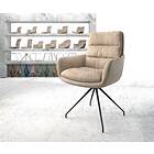 DELIFE Chaise-pivotante Abelia-Flex avec accoudoir beige vintage cadre croisé conique noir
