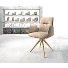 DELIFE Chaise-pivotante Vinja-Flex beige vintage microvelours cadre en bois angulaire