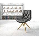 DELIFE Chaise-pivotante Taimi-Flex noir cuir véritable cadre en bois angulaire