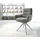 DELIFE Chaise-pivotante Abelia-Flex avec accoudoir velours gris cadre croisé carré acier inoxydable