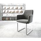 DELIFE Fauteuil Greg-Flex gris velours cantilever plat acier inoxydable