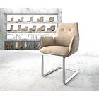 DELIFE Fauteuil Zoa-Flex beige vintage cantilever plat acier inoxydable