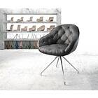 DELIFE Chaise-pivotante Gaio-Flex noir cuir véritable cadre croisé conique acier inoxydable