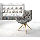 DELIFE Chaise-pivotante Taimi-Flex gris vintage microvelours cadre en bois conique