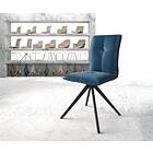 DELIFE Chaise-pivotante Maddy-Flex bleu velours cadre croisé angulaire noir