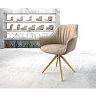 DELIFE Chaise-pivotante Keila-Flex avec accoudoir beige vintage microvelours cadre en bois angulaire