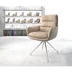 DELIFE Chaise-pivotante Abelia-Flex avec accoudoir beige vintage cadre croisé conique acier inoxydable