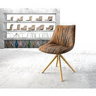 DELIFE Chaise-pivotante Elda-Flex marron vintage microvelours cadre en bois conique