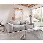 DELIFE Big Sofa Lanzo XL 270x125 cm Cord Gris Argenté avec Tabouret