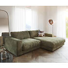 DELIFE Canapé-d"'angle Cubico 250 x190 velours Olive Récamière à droite